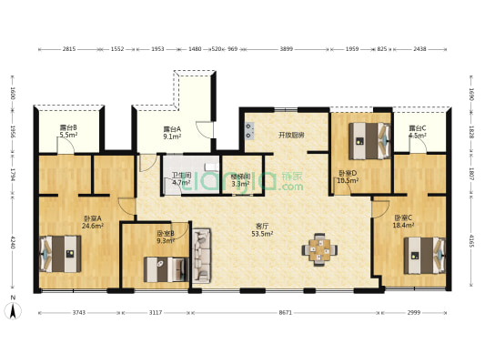 中铁诺德姑苏上府 4室1厅1卫 162平方