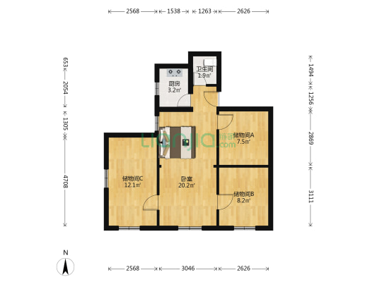 莲坂饮料厂宿舍 1室0厅1卫 66平方