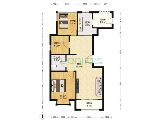 阳光城翡丽湾 2室1厅1卫 96平方