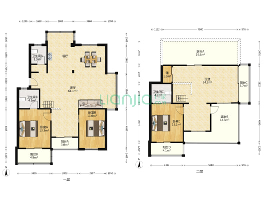 山水人家 3室1厅3卫 118平方