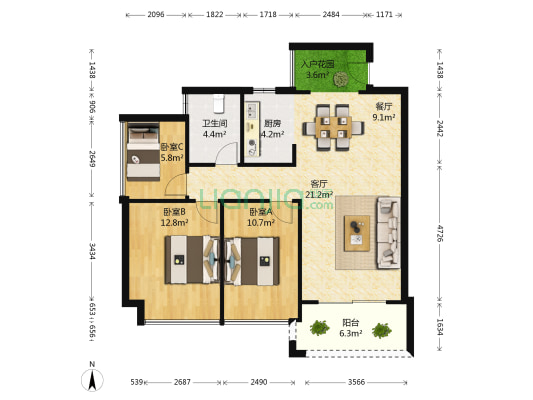 五象明珠 3室2厅1卫 91平方