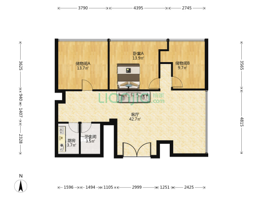 德尔广场 1室1厅1卫 126平方