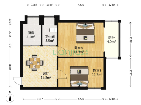 长虹路310号 2室1厅1卫 54平方