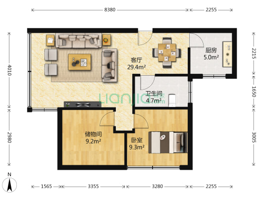 丹鹤小区 1室1厅1卫 72平方