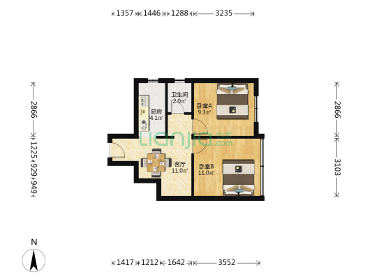 石化七村 2室1厅1卫 46平方