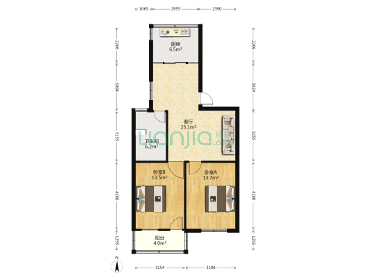 东方苑(金陵西路) 2室1厅1卫 81平方