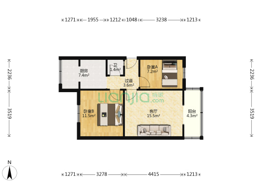 鼓楼路272号 2室1厅1卫 50平方