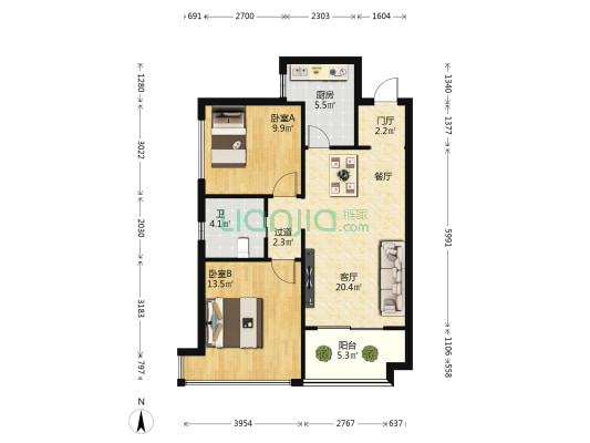 大华·锦绣海岸Ⅲ 2室1厅1卫 74平方
