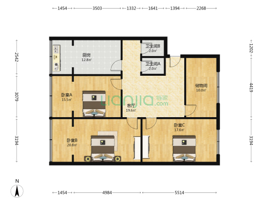 草堂北路6号 3室1厅2卫 114平方