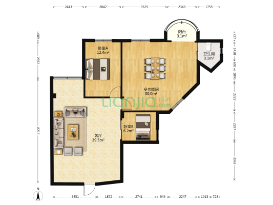 鸿城花园 3室1厅1卫 221平方