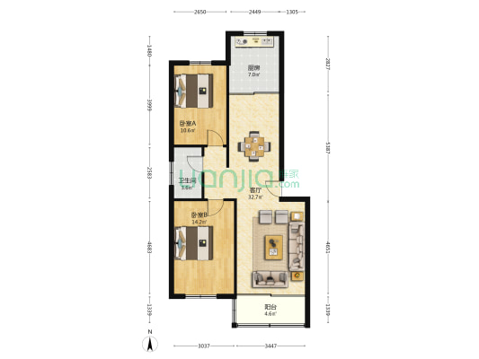沁园社区 2室1厅1卫 96平方