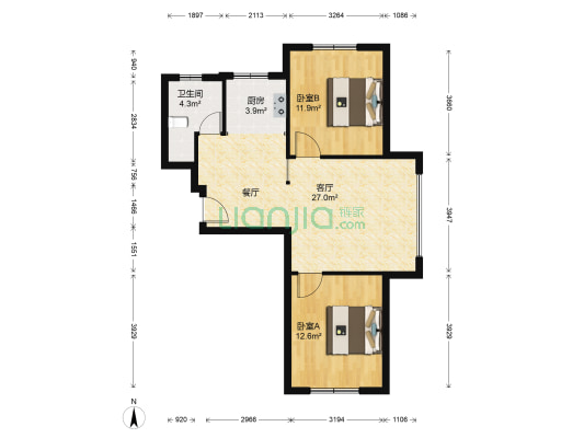 昊源高格蓝湾 2室1厅1卫 94平方