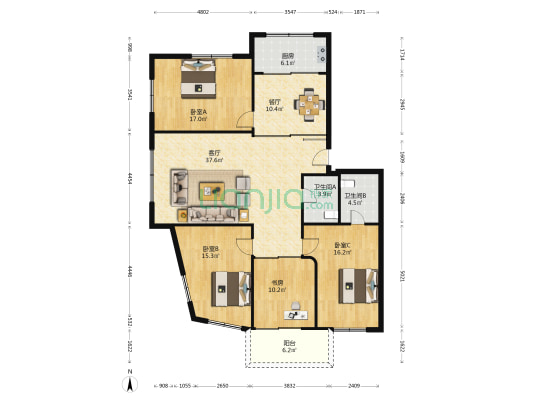 学士巷 4室2厅2卫 160平方