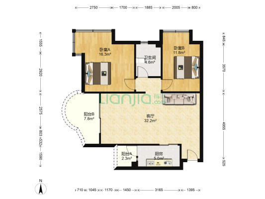 蓝谷黑骏汽摩城 2室1厅1卫 87平方
