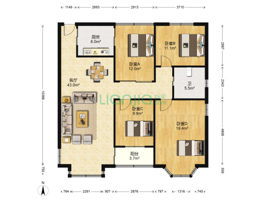 写意春秋 4室1厅1卫 123平方