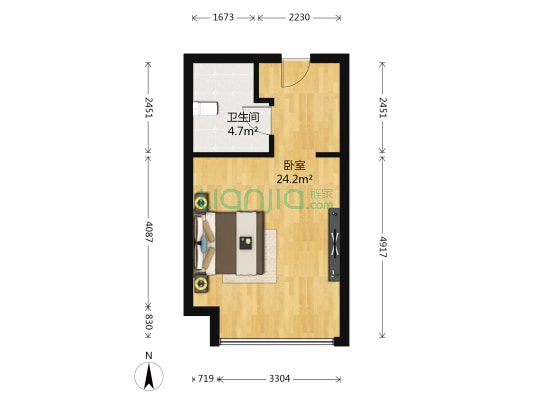 世茂水城 1室0厅1卫 42平方