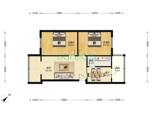 玉泉街24号 2室2厅0卫 76平方
