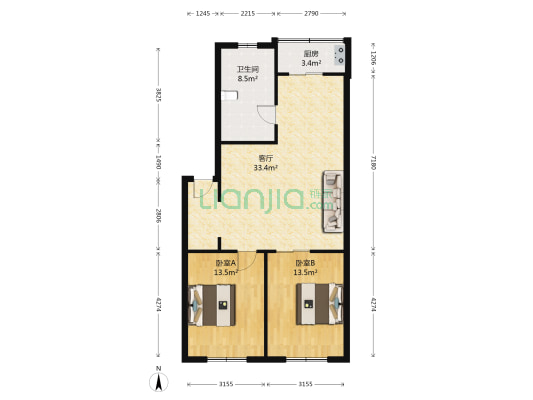 四平里(滨海新区) 2室1厅1卫 89平方