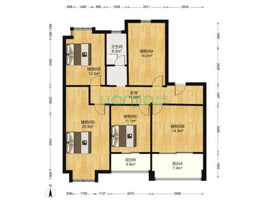 中城花园雅菊苑 1室0厅1卫 117平方