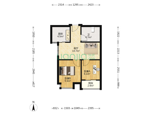 东景苑 2室1厅1卫 59平方