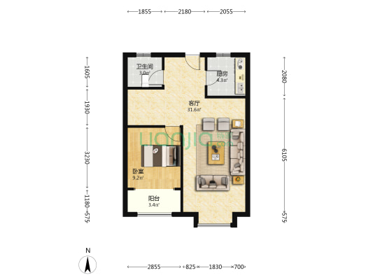 此房南北  4居 上下两层 75平+75平-户型图