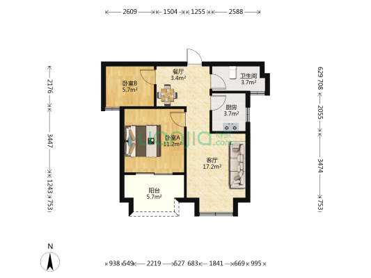 文昌里 2室2厅1卫 84平方