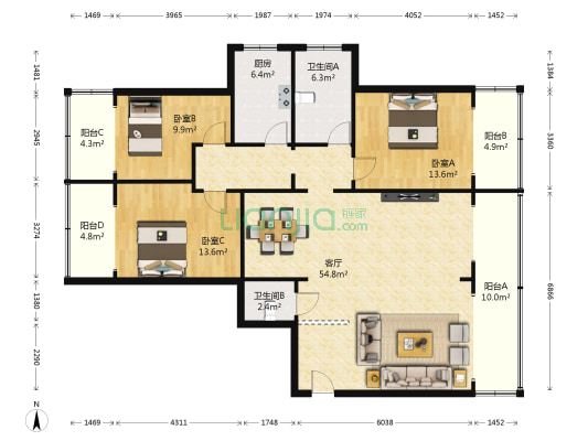 兰州和盛堂制药家属院 3室1厅2卫 148平方