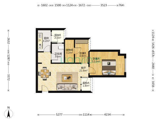 协信城立方西二期 2室1厅1卫 65平方