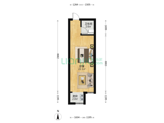 智诚御河骏景D区 1室0厅1卫 39平方
