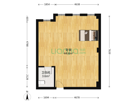北城华府 1室0厅1卫 72平方