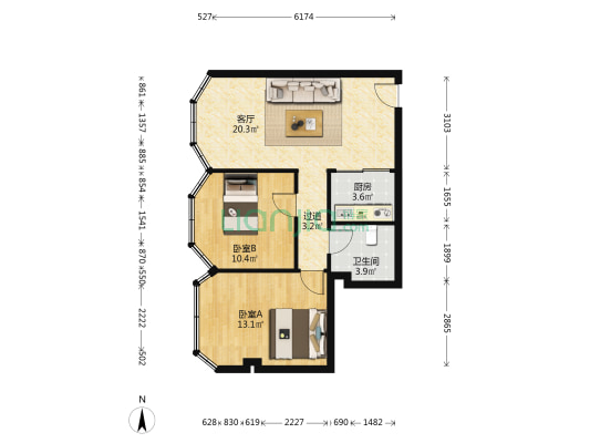 海逸半岛 2室1厅1卫 73平方