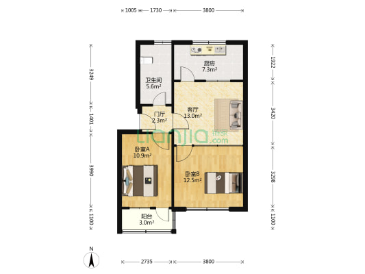 化肥厂小区 2室1厅1卫 67平方