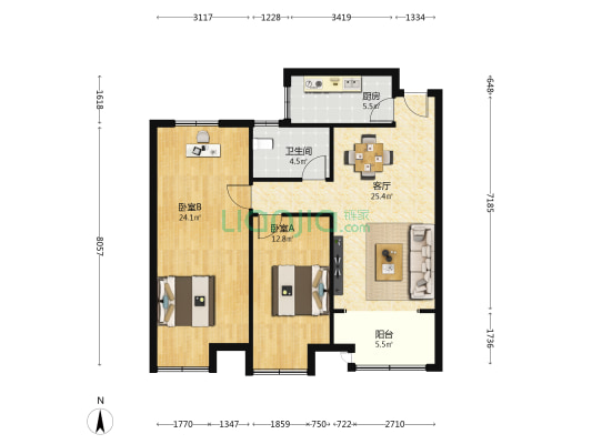 泽丰苑 2室1厅1卫 103平方