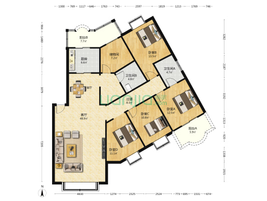 谕亭苑 4室1厅2卫 160平方