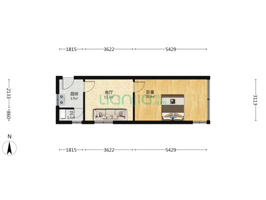 省府东街5号 1室1厅1卫 40平方