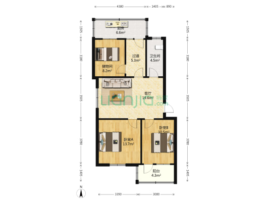 毛纺苑小区 2室1厅1卫 81平方