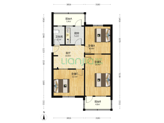 兴华南街9号 3室1厅1卫 80平方