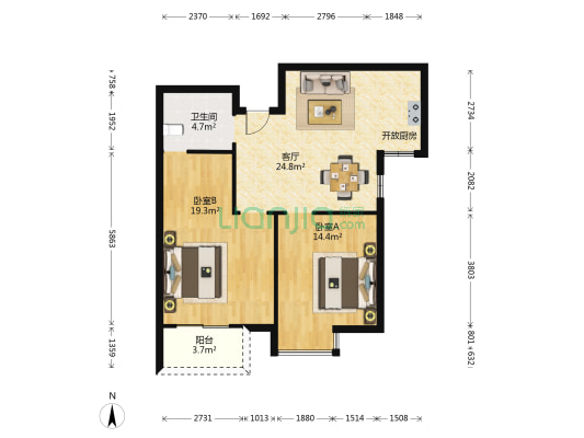 嘉绿福苑 2室1厅1卫 89平方