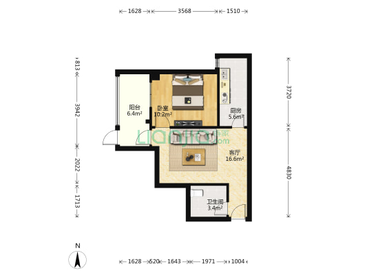 橙堡 1室1厅1卫 55平方