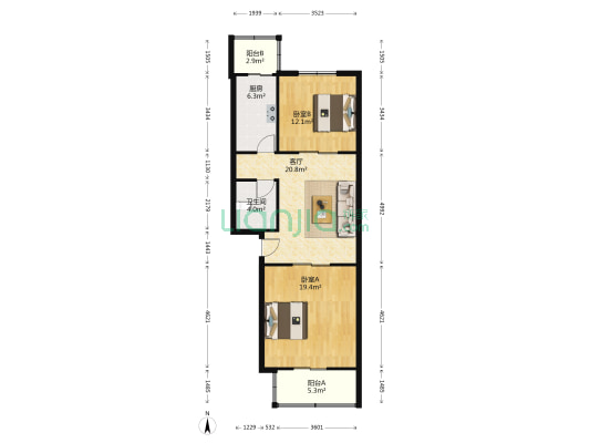 惠鑫花园 2室1厅1卫 87平方