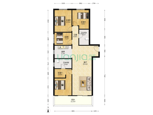 融创中原大观一期 4室1厅2卫 149平方