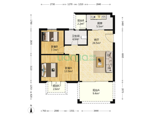 高明碧桂园三期 2室1厅1卫 78平方
