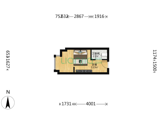 汇泉城11号苑 1室0厅1卫 26平方