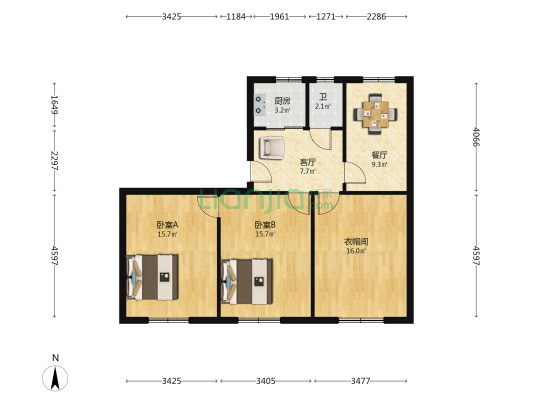 寿山新村 2室2厅1卫 89平方