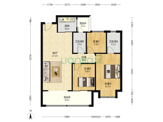 中建金科向山的岛 3室1厅2卫 103平方