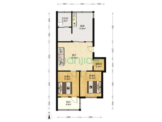 四方城小区西区 2室1厅1卫 80平方