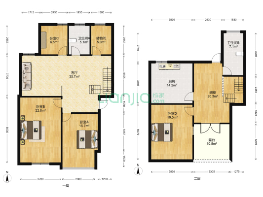 剡苑 4室1厅2卫 108平方