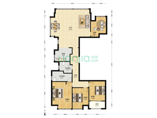 富力山北区 4室1厅2卫 190平方