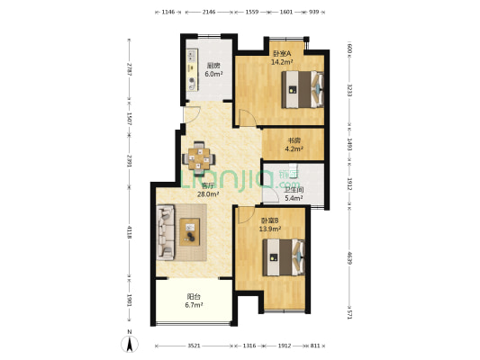 文博苑 3室1厅1卫 90平方