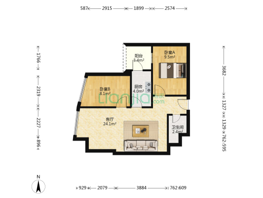 海中宝大厦 2室1厅1卫 70平方